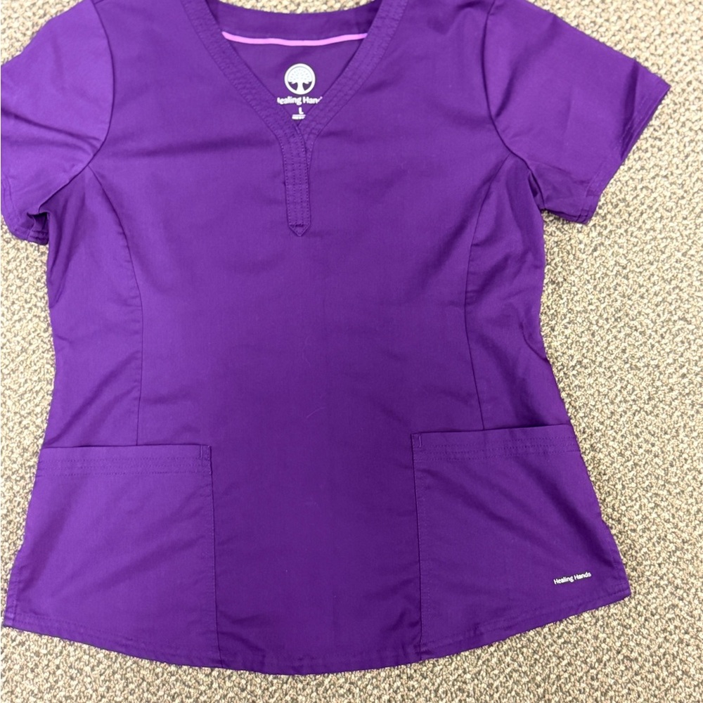 Healing Hands Purple Violet Scrub‎ Top